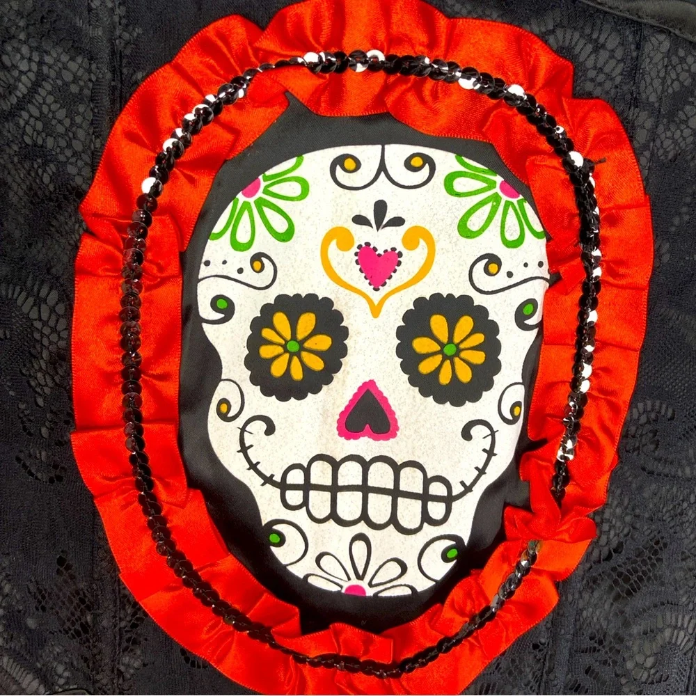 AMSCAN Day of the Dead Waist Cincher Corset Halloween Sz Adult Standard - Picture 4 of 8